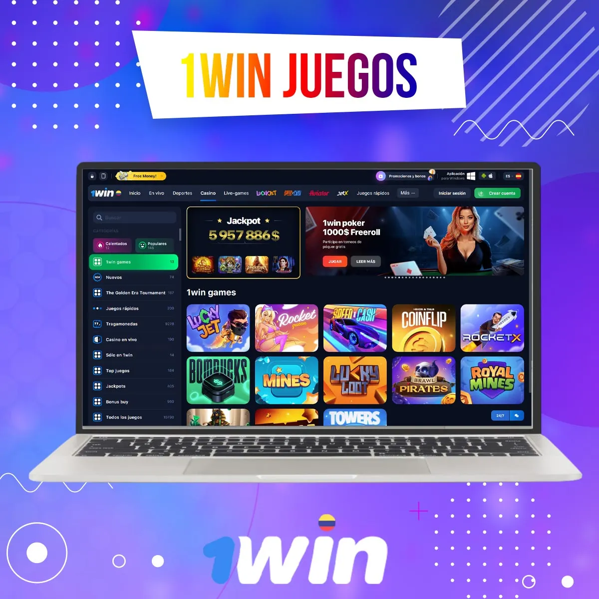 Juegos de casino exclusivos de 1win en Colombia
