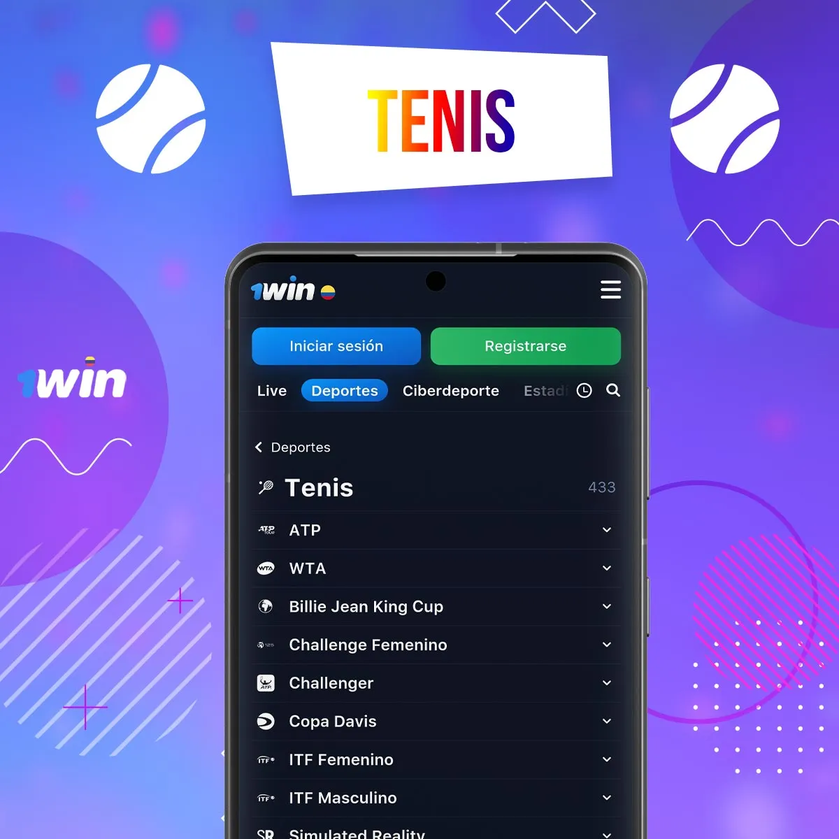 Apuesta en línea en tenis en la casa de apuestas 1WIN Colombia