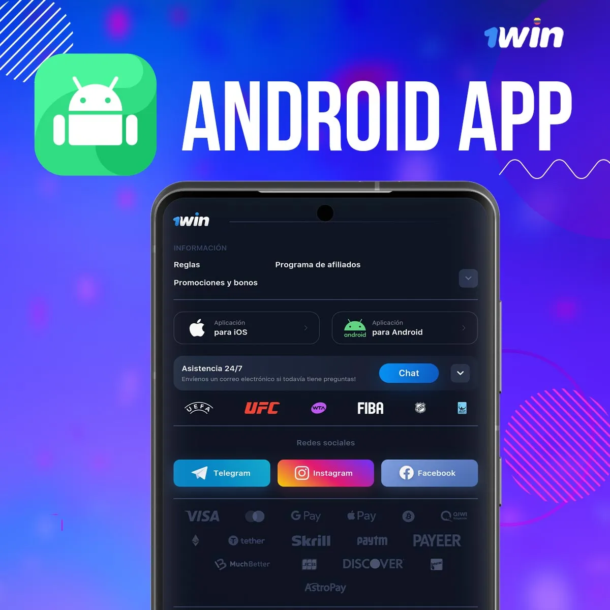Instrucciones paso a paso para descargar la app móvil de 1win para android
