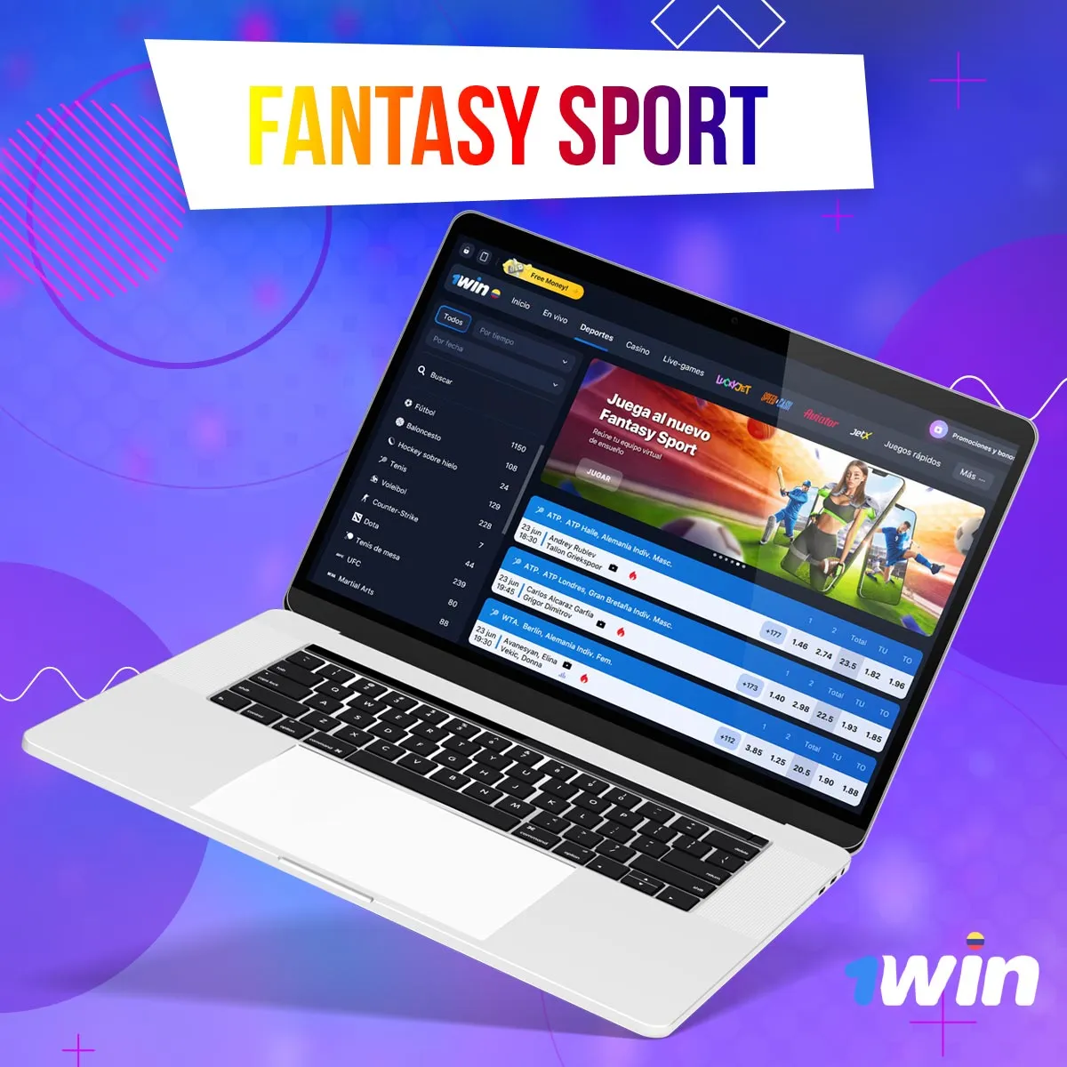 Apostar a deportes de Fantasy sport en línea en la aplicación móvil 1win en Colombia