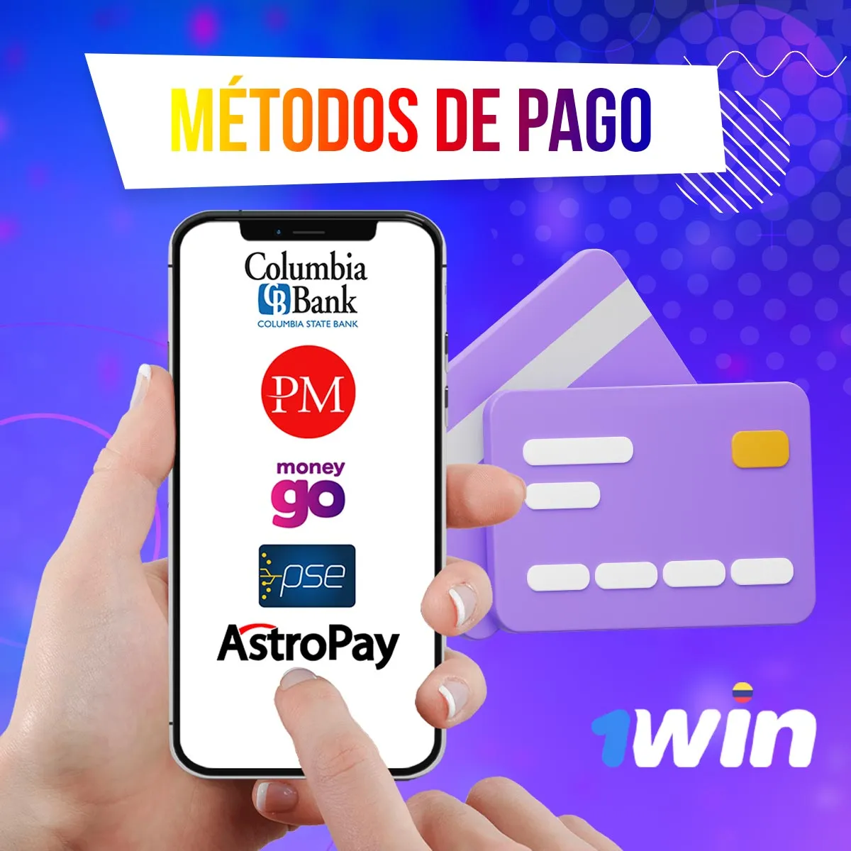 Todos los métodos de pago en la aplicación móvil 1win Colombia