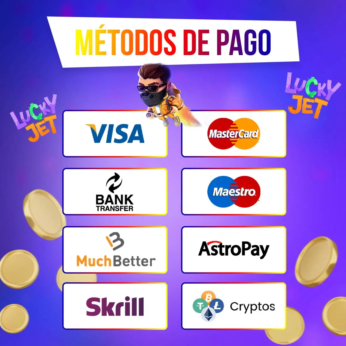 Todos los métodos de pago disponibles para 1Win Lucky Jet en Colombia