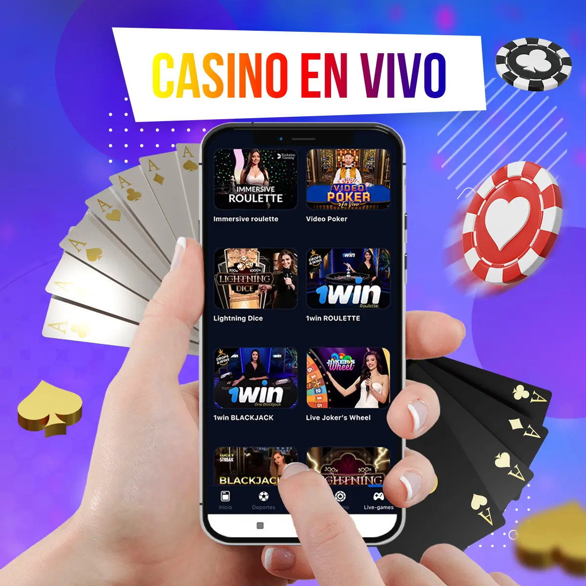 Revisión de los juegos de casino en vivo en la aplicación móvil 1win